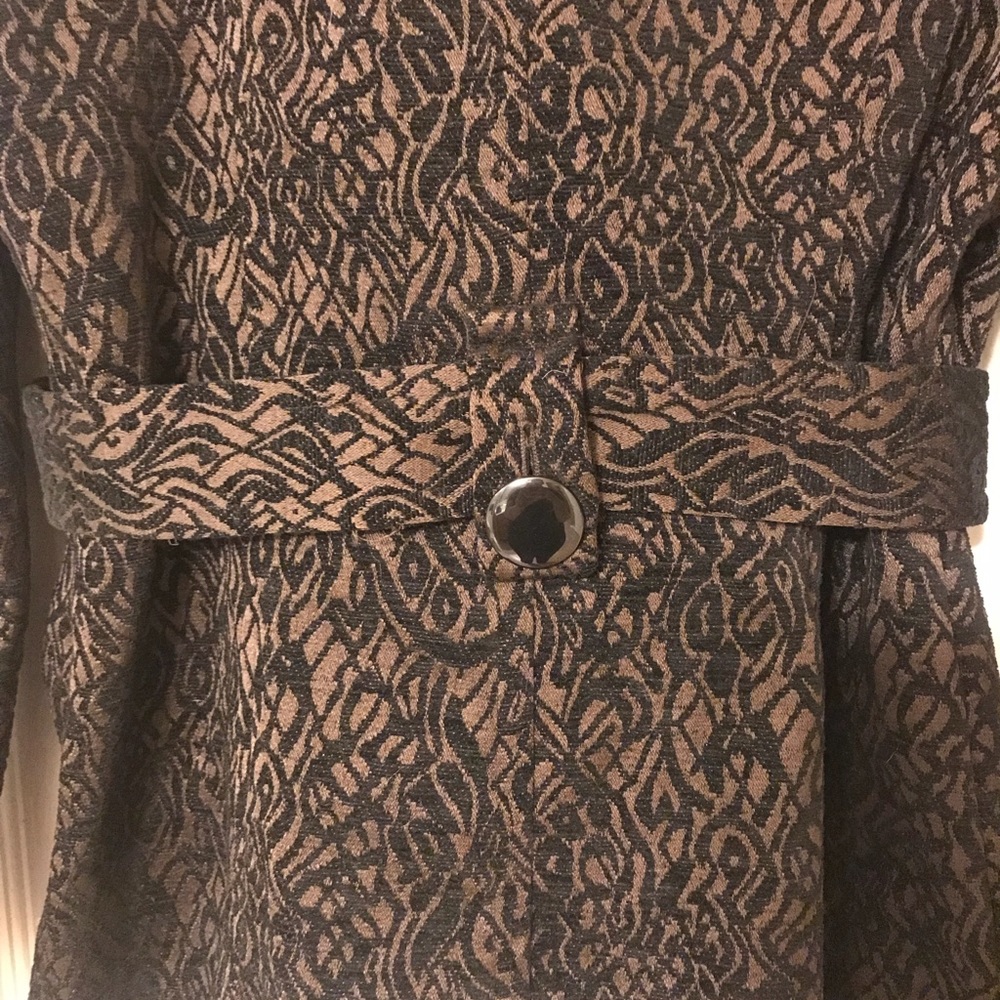 Pattern Brown Two-Tone Belted Jacket - image 8